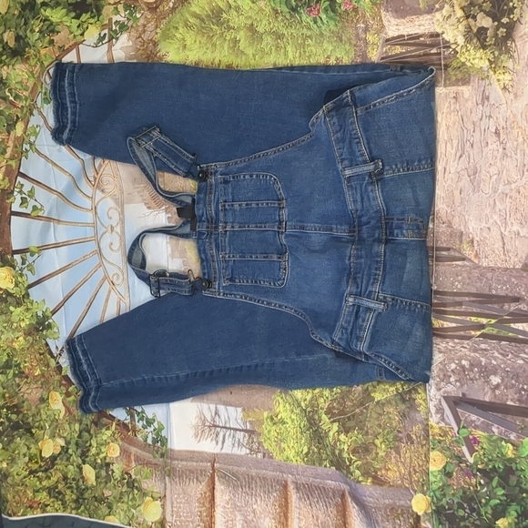 INDIGO blue maternity overalls distressed fringe size XS - Picture 3 of 6